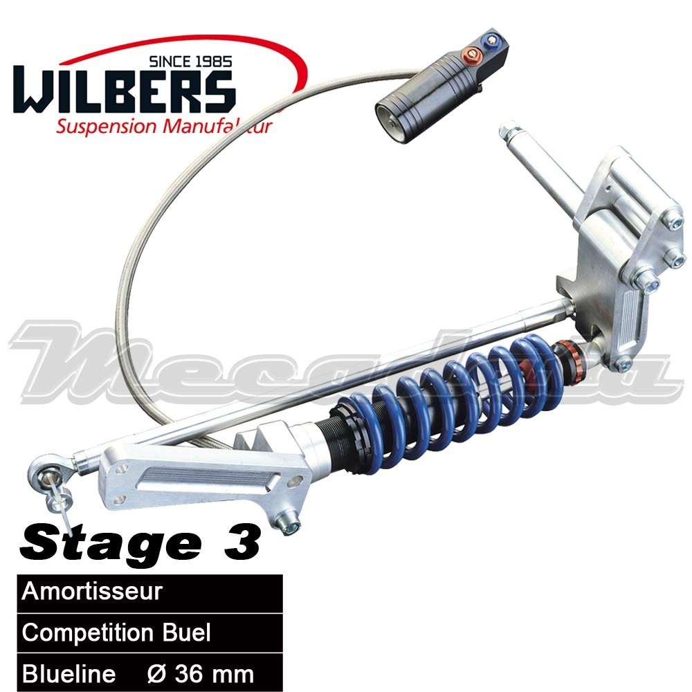 Amortisseur Wilbers Stage 3 ~ Buell Thunderbolt/ Lightning/white / Cyclone / X1 Lightning (EB 1 / BL 1) ~  Annee 1994 +