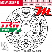 Disque de frein Avant droite ~ BMW S 1000 RR (K10/K46) 2013-2015 ~ TRW Lucas MSW 288 SP-R