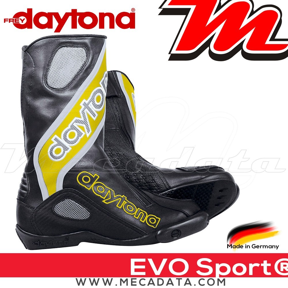 Bottes moto Racing avec coque rigide Daytona Evo Sports  Couleur:Noir/Jaune
