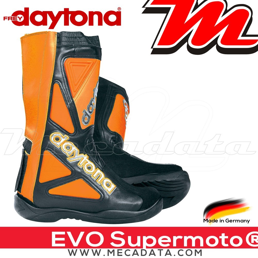 Bottes moto Racing avec coque rigide Daytona Evo Supermoto  Couleur:Noir/Orange