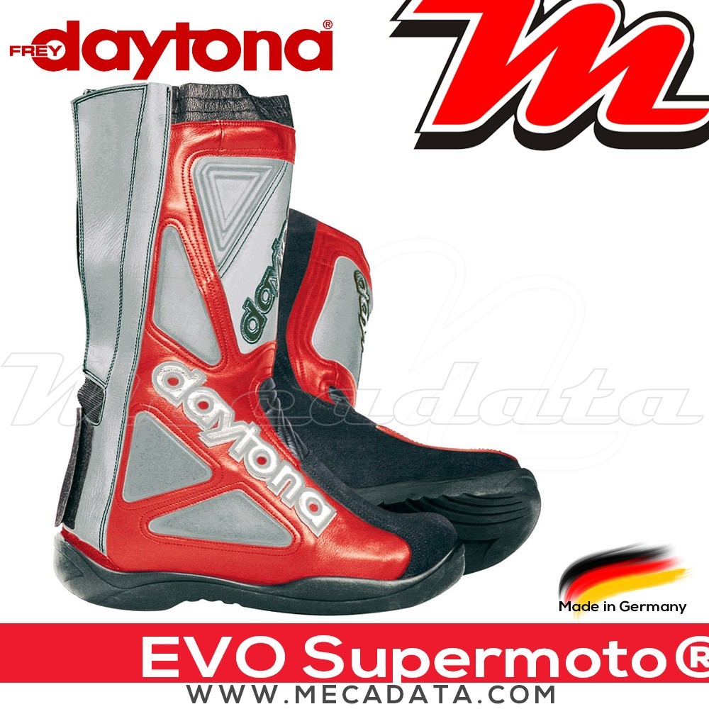 Bottes moto Racing avec coque rigide Daytona Evo Supermoto  Couleur:Rouge/Titane
