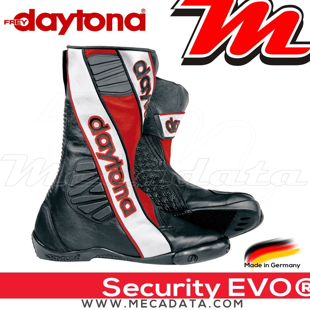 Bottes moto Racing avec coque rigide Daytona Security Evo G3  Couleur:Noir/Blanc/Rouge