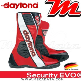 Bottes moto Racing avec coque rigide Daytona Security Evo G3  Couleur:Rouge/Blanc/Noir