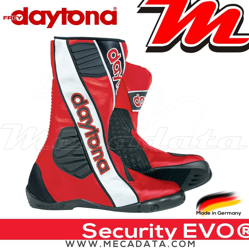 Bottes moto Racing avec coque rigide Daytona Security Evo G3  Couleur:Rouge/Blanc/Noir