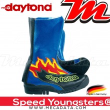 Bottes moto Racing Daytona Speed Youngsters Couleur:Bleu/Noir/Flamme