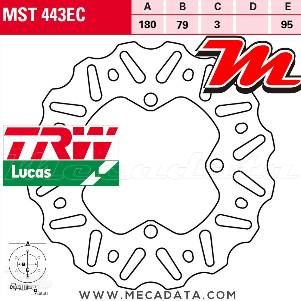 Disque de frein ~ TRW Lucas MST 443 EC 