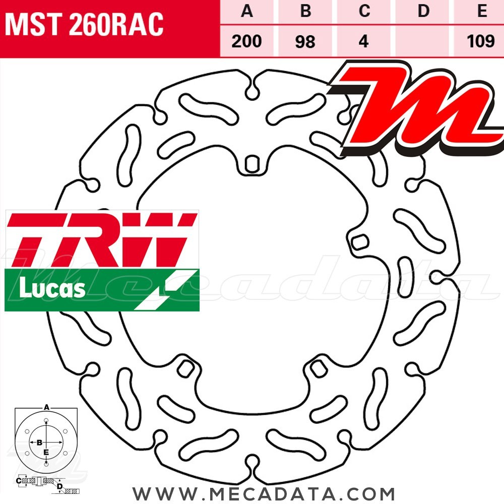 Disque de frein ~ TRW Lucas MST 260 RAC 