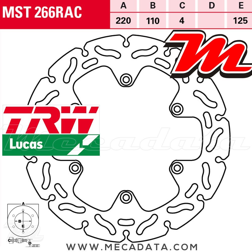 Disque de frein ~ TRW Lucas MST 266 RAC 