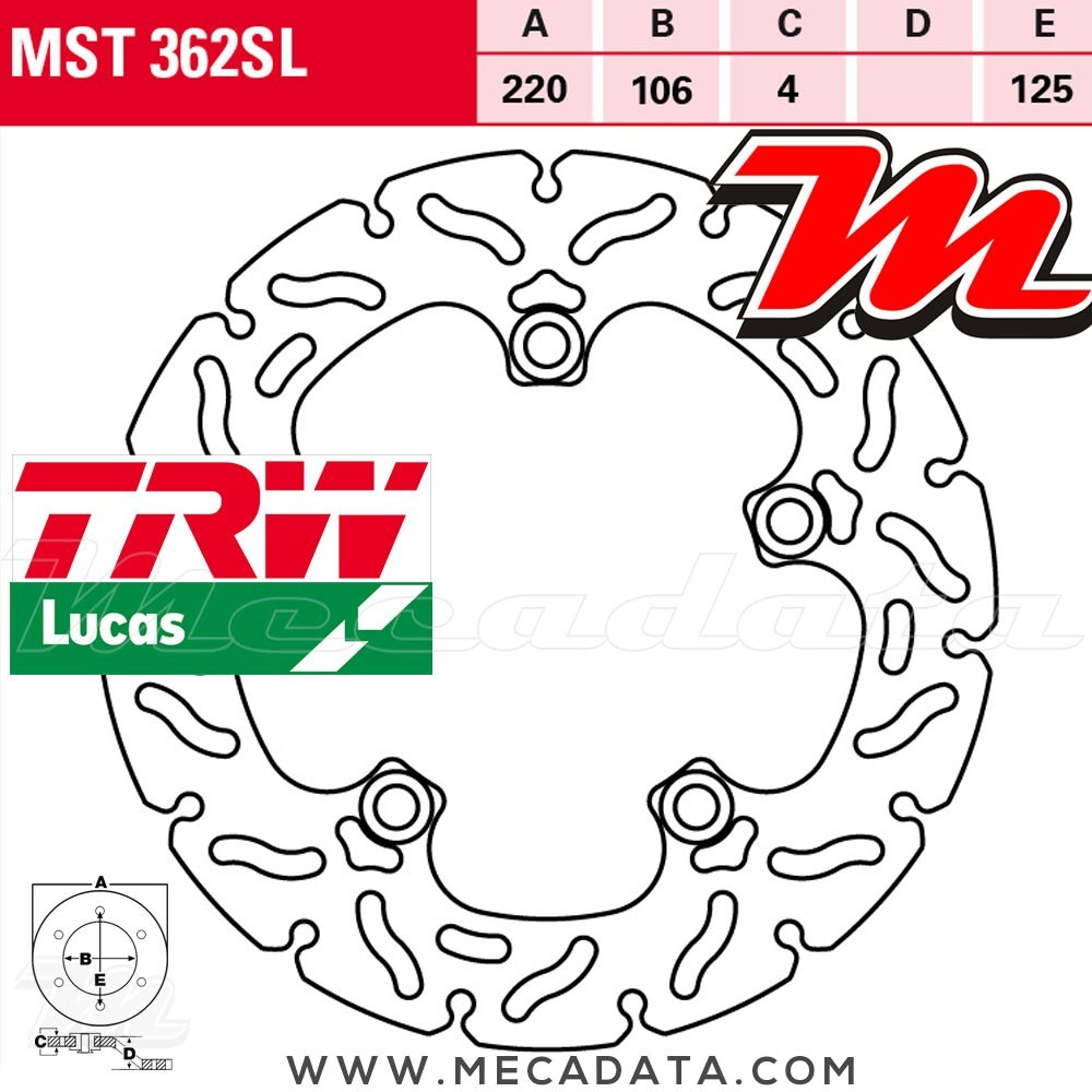 Disque de frein ~ TRW Lucas MST 362 SL 