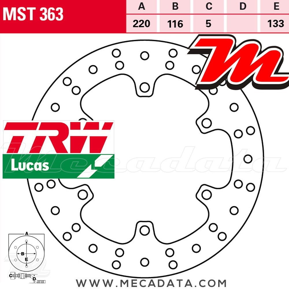 Disque de frein ~ TRW Lucas MST 363 ALL 