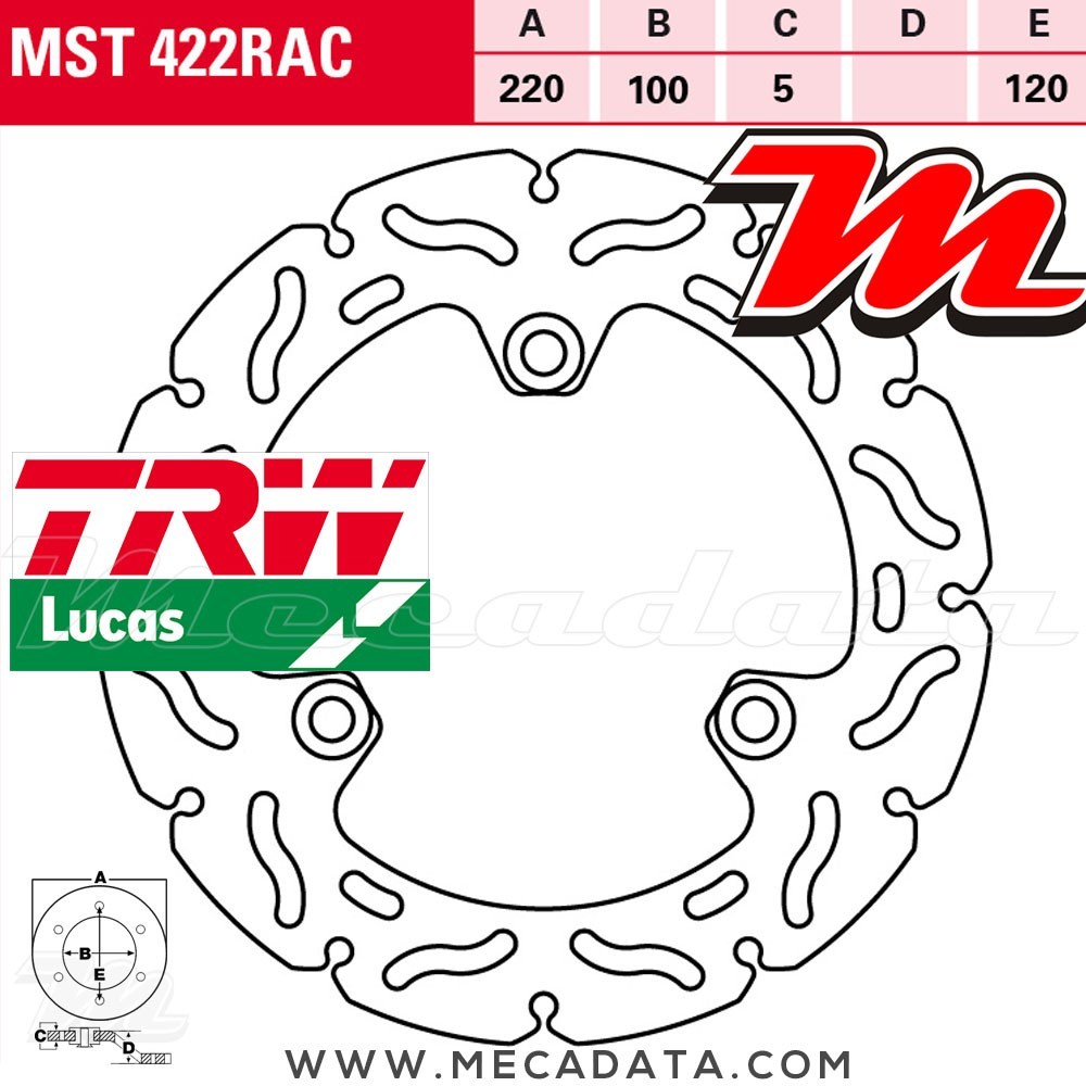 Disque de frein ~ TRW Lucas MST 422 RAC 