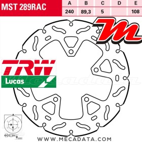 Disque de frein ~ TRW Lucas MST 289 RAC 
