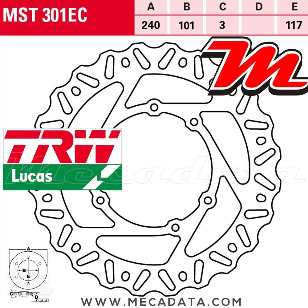 Disque de frein ~ TRW Lucas MST 301 EC 