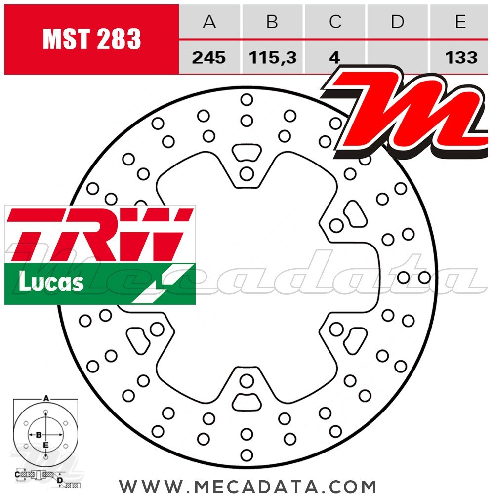 Disque de frein ~ TRW Lucas MST 283 ALL 