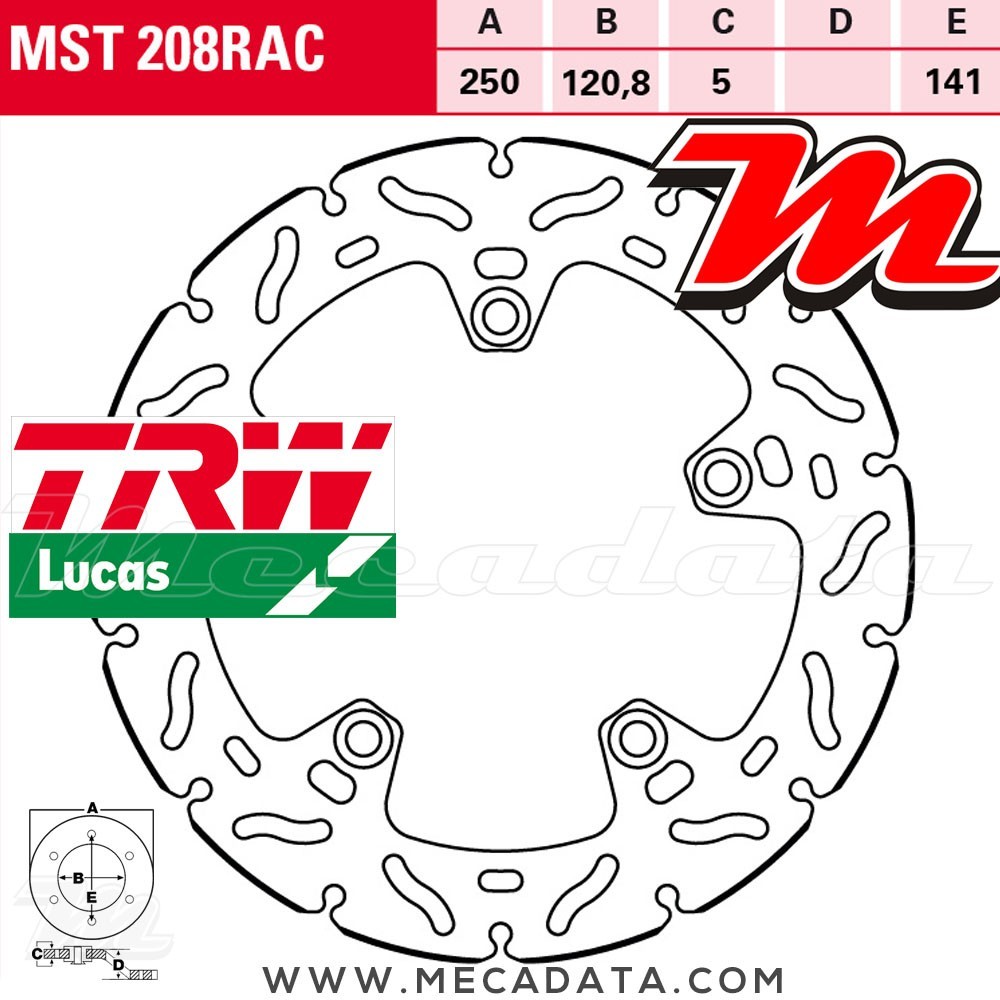 Disque de frein ~ TRW Lucas MST 208 RAC 