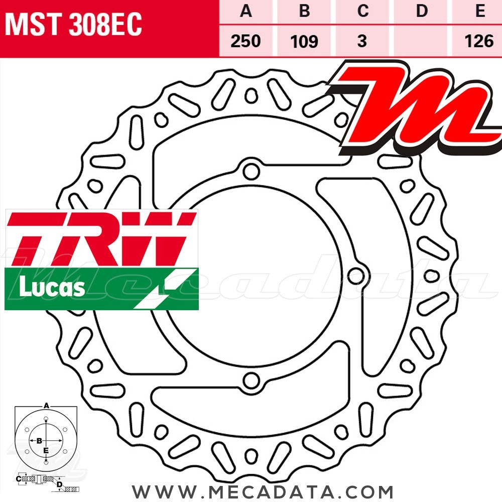 Disque de frein ~ TRW Lucas MST 308 EC 