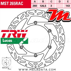 Disque de frein ~ TRW Lucas MST 265 RAC 