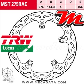 Disque de frein ~ TRW Lucas MST 275 RAC 