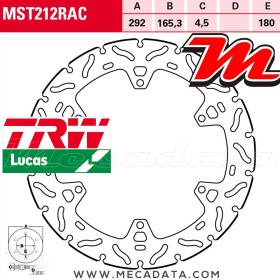 Disque de frein ~ TRW Lucas MST 212 RAC 