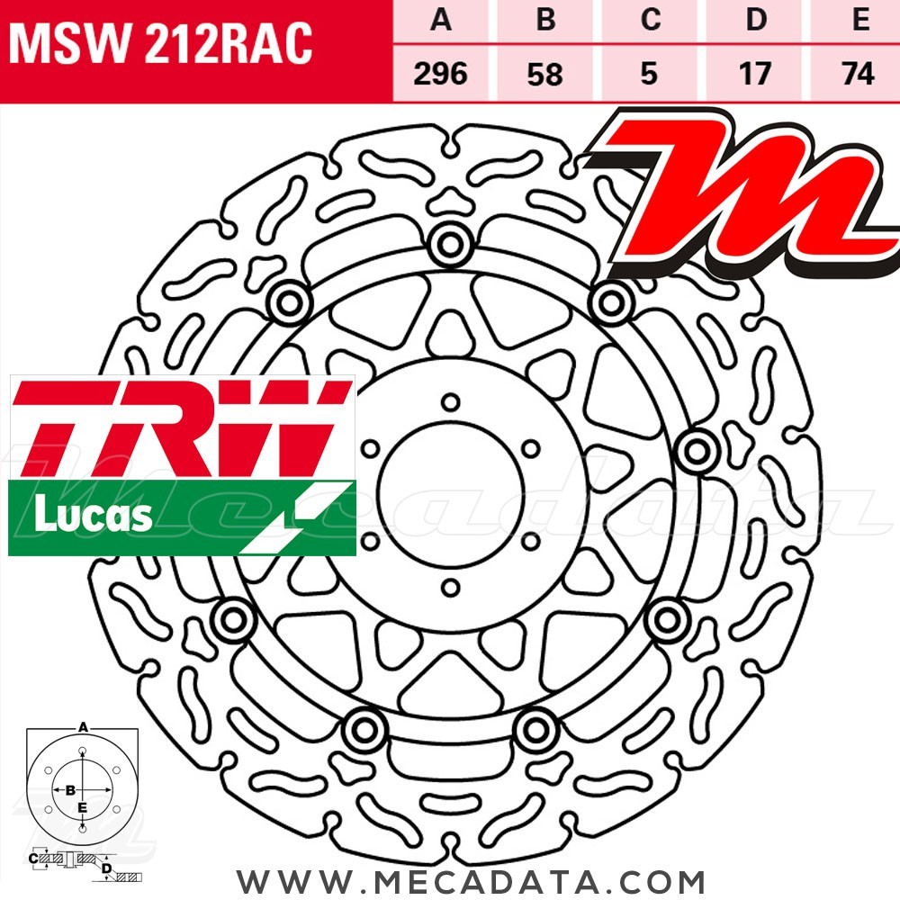 Disque de frein ~ TRW Lucas MSW 212 RAC 