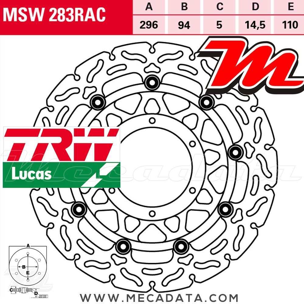 Disque de frein ~ TRW Lucas MSW 283 RAC 