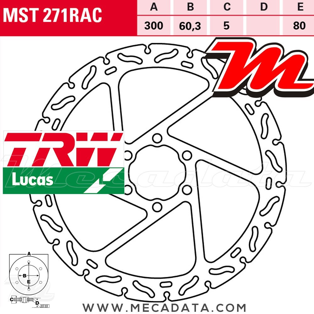 Disque de frein ~ TRW Lucas MST 271 RAC 