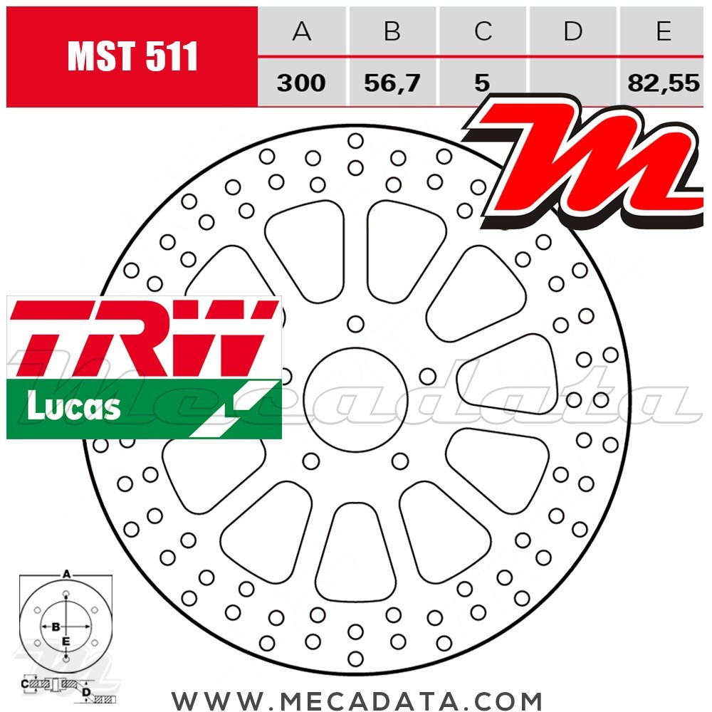 Disque de frein ~ TRW Lucas MST 511 ALL 