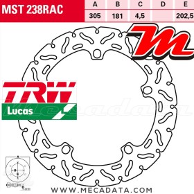 Disque de frein ~ TRW Lucas MST 238 RAC 