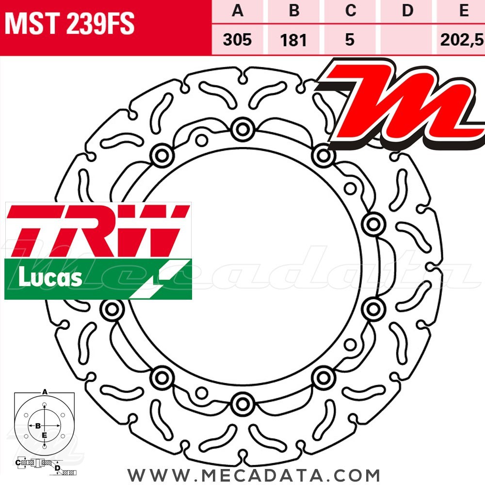 Disque de frein ~ TRW Lucas MST 239 FS 