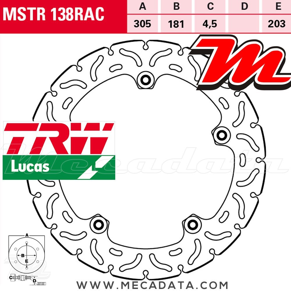 Disque de frein ~ TRW Lucas MSTR 138 RAC 