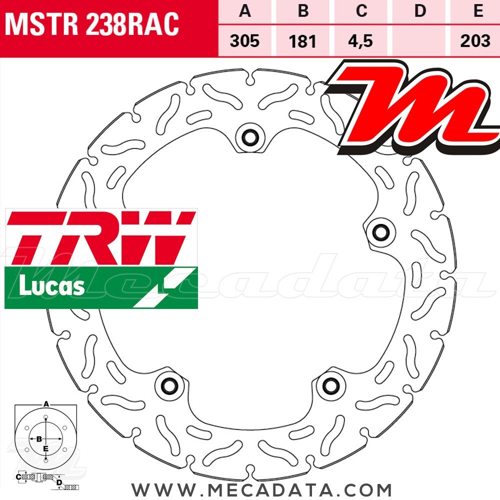 Disque de frein ~ TRW Lucas MSTR 238 RAC 