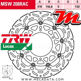 Disque de frein ~ TRW Lucas MSW 208 RAC 