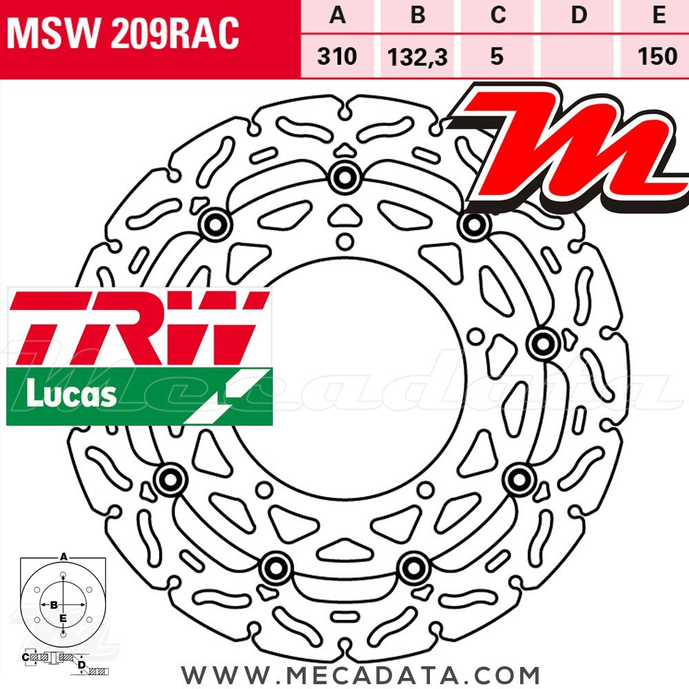 Disque de frein ~ TRW Lucas MSW 209 RAC 
