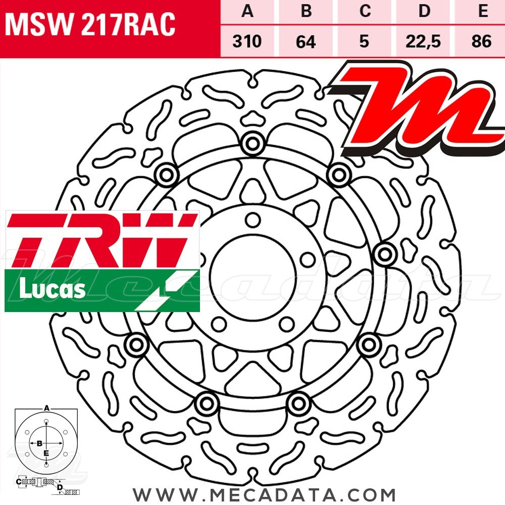 Disque de frein ~ TRW Lucas MSW 217 RAC 