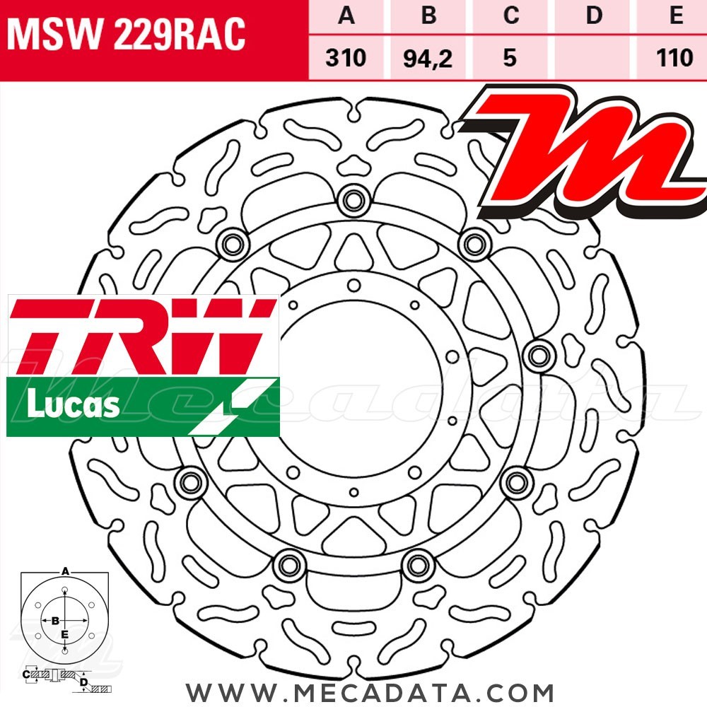 Disque de frein ~ TRW Lucas MSW 229 RAC 