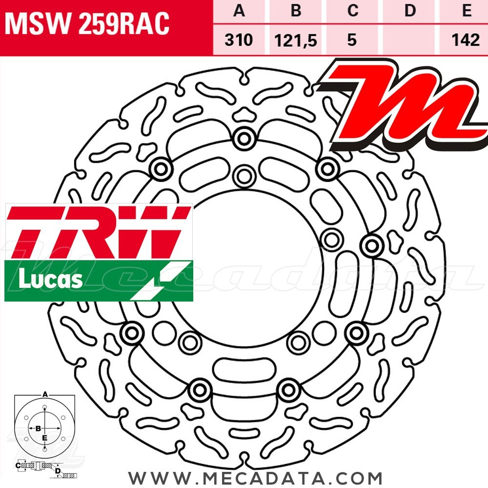 Disque de frein ~ TRW Lucas MSW 259 RAC 