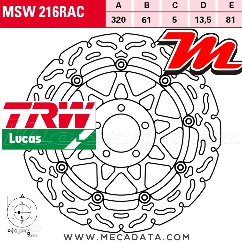 Disque de frein ~ TRW Lucas MSW 216 RAC 
