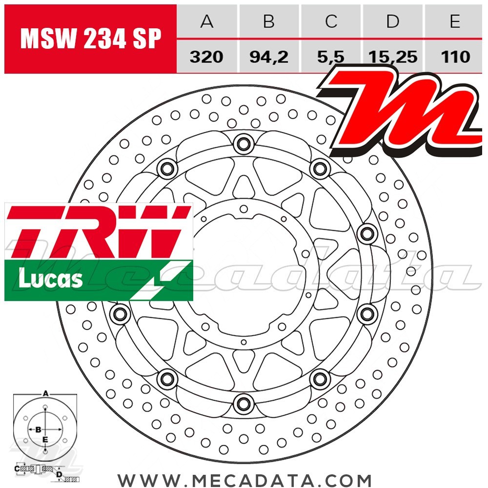 Disque de frein ~ TRW Lucas MSW 234 SP 