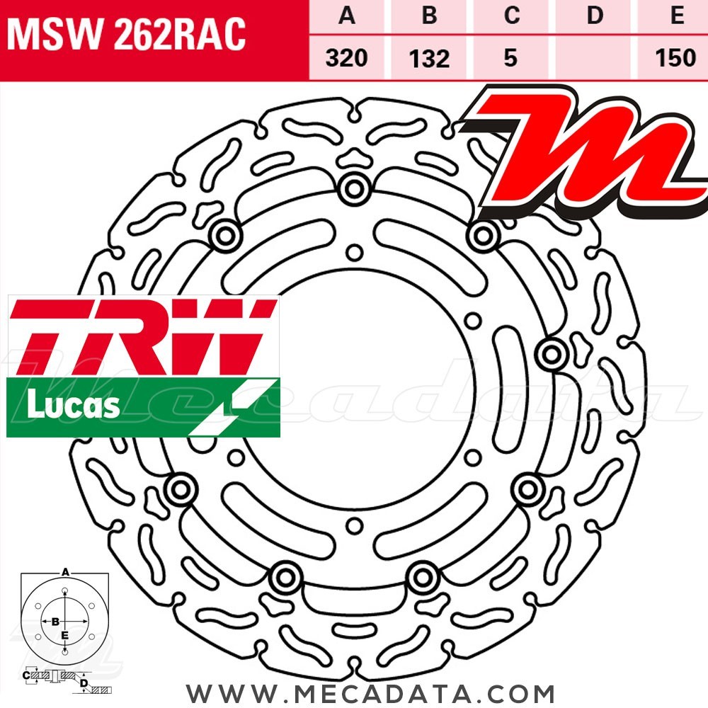 Disque de frein ~ TRW Lucas MSW 262 RAC 