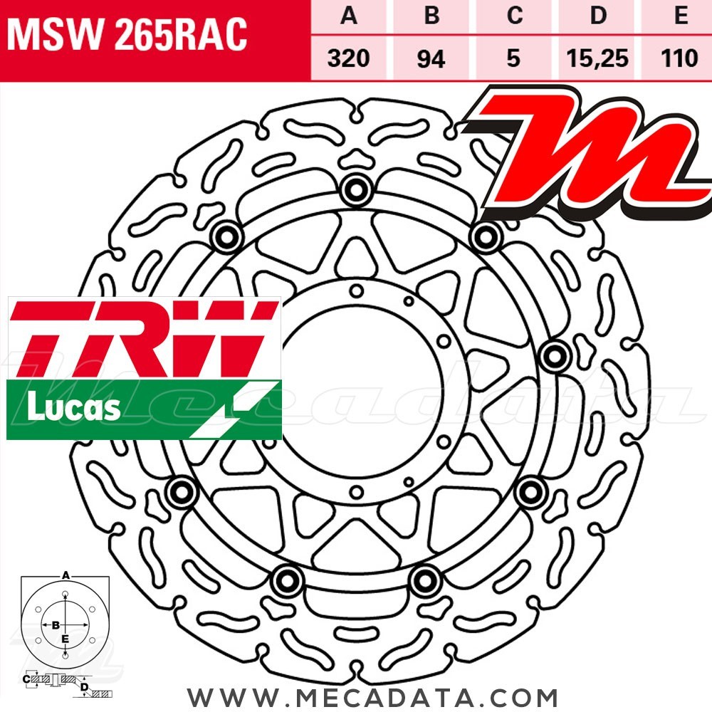 Disque de frein ~ TRW Lucas MSW 265 RAC 