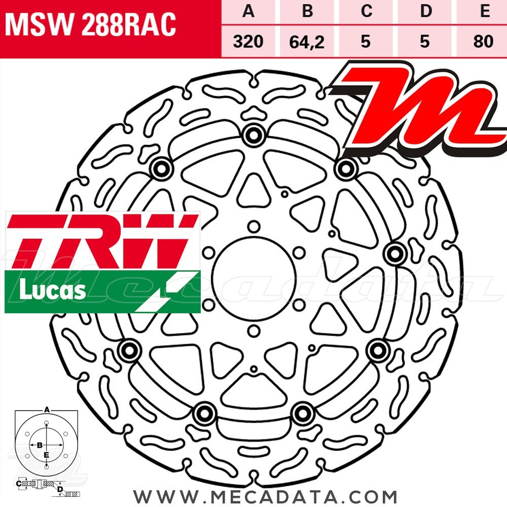 Disque de frein ~ TRW Lucas MSW 288 RAC 