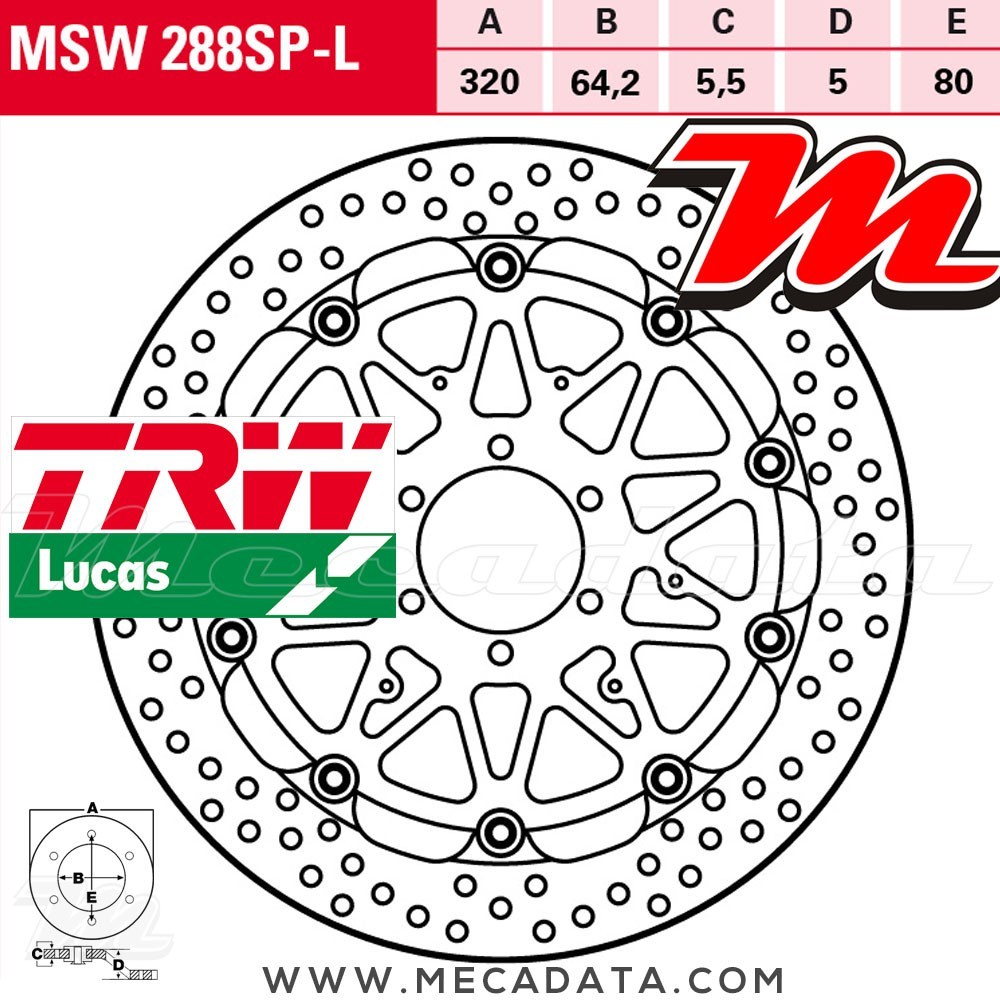Disque de frein ~ TRW Lucas MSW 288 SP-L 