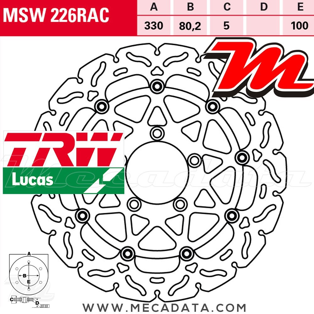 Disque de frein ~ TRW Lucas MSW 226 RAC 