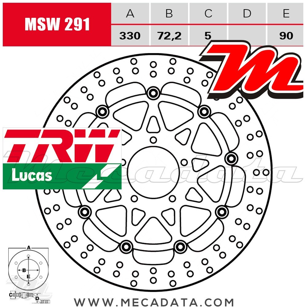 Disque de frein ~ TRW Lucas MSW 291 ALL 