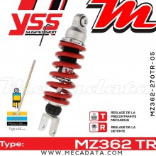 Amortisseur YSS MZ362 TR ~ Yamaha YZF-R 125 Anniversary (RE061) ~ Annee 2012 - 2013 