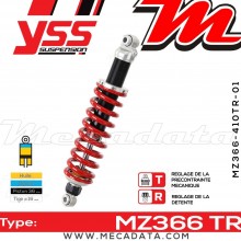 Amortisseur YSS MZ366 TR ~ Yamaha DT 125 RH (DE031) ~ Annee 2000 - 2001 