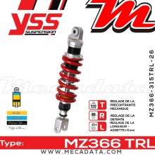 Amortisseur YSS MZ366 TRL ~ Hyosung GT 650 R Sport (KM4MP51C) ~ Annee 2006 - 2007 