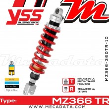 Amortisseur YSS MZ366 TR ~ Buell XB9R 1000 i.e. Firebolt (XB1) ~ Annee 2004 