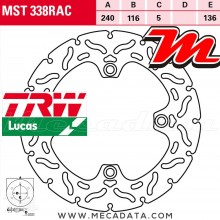 Disque de frein Arrière ~ Honda CBF 600 N, S (PC43) 2008+ ~ TRW Lucas MST 338 RAC 