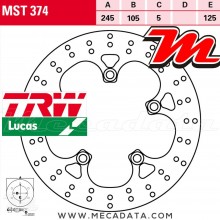 Disque de frein Arrière ~ Yamaha FZ1 1000 SA Fazer ABS (RN16) 2009+ ~ TRW Lucas MST 374 